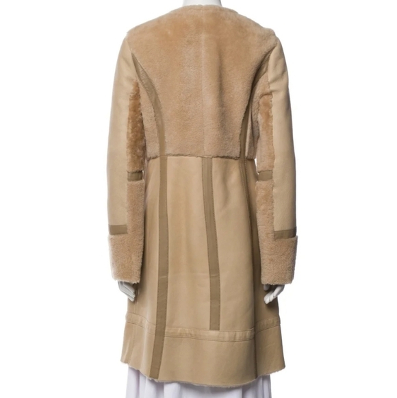 $2300 TORY BURCH Small 2/4 SHEARLING LAMB FUR Leather Bennett Coat MAX MARA - Picture 2 of 12